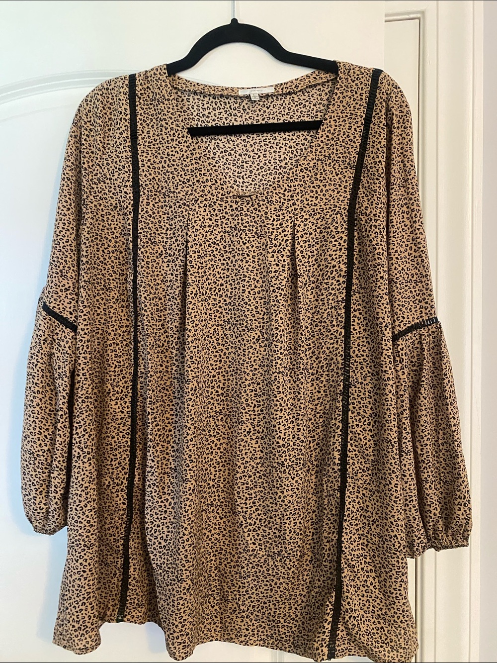 JODIFL Tan Leopard-Print Tunic with Black Trim